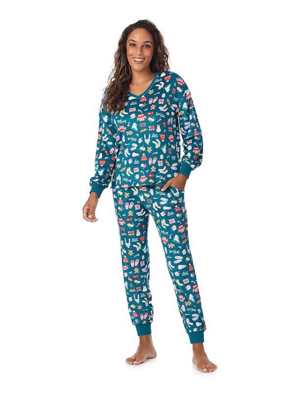 Cuddl Duds Crystal Fleece V‑Neck Jogger Pajama Set, XXL, NWT